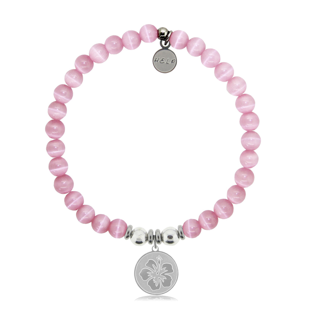 HELP by TJ Hibiscus Charm with Pink Cats Eye Charity Bracelet
