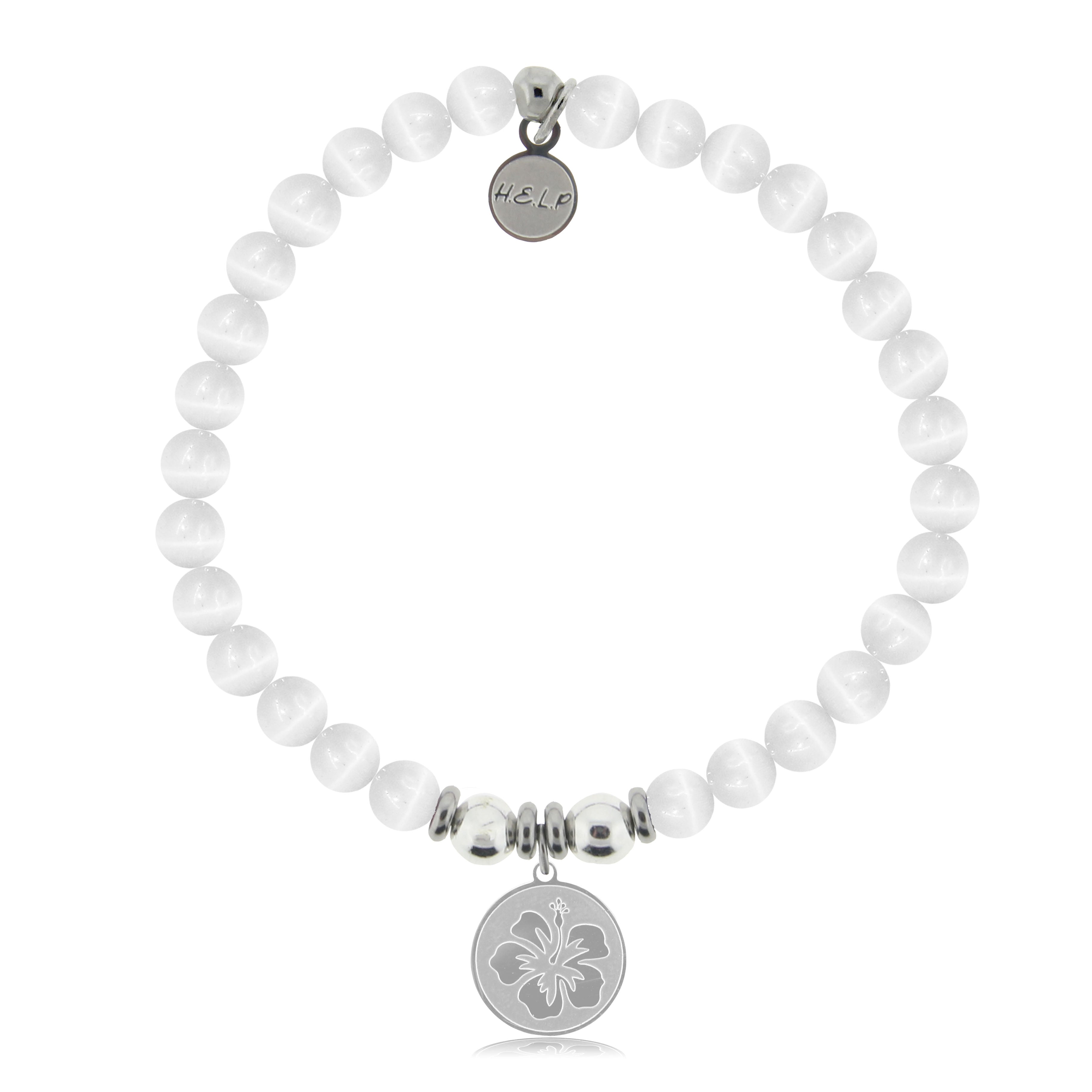 HELP by TJ Hibiscus Charm with White Cats Eye Charity Bracelet