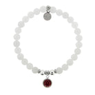 HELP by TJ January Garnet Crystal Birthstone Charm with White Jade Charity Bracelet