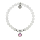 HELP by TJ June Alexandrite Crystal Birthstone Charm with White Jade Charity Bracelet
