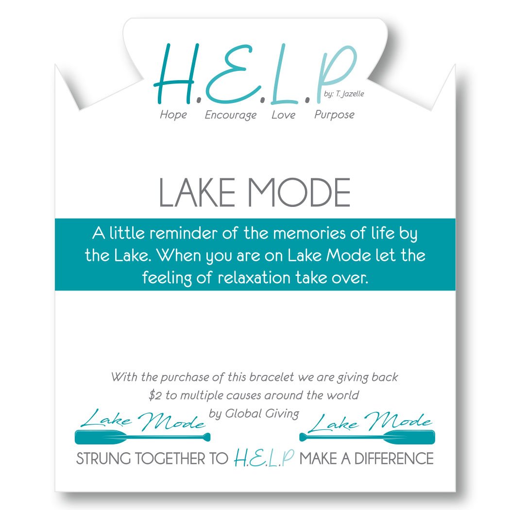 HELP by TJ Lake Mode Charm with Aqua Agate Beads Charity Bracelet