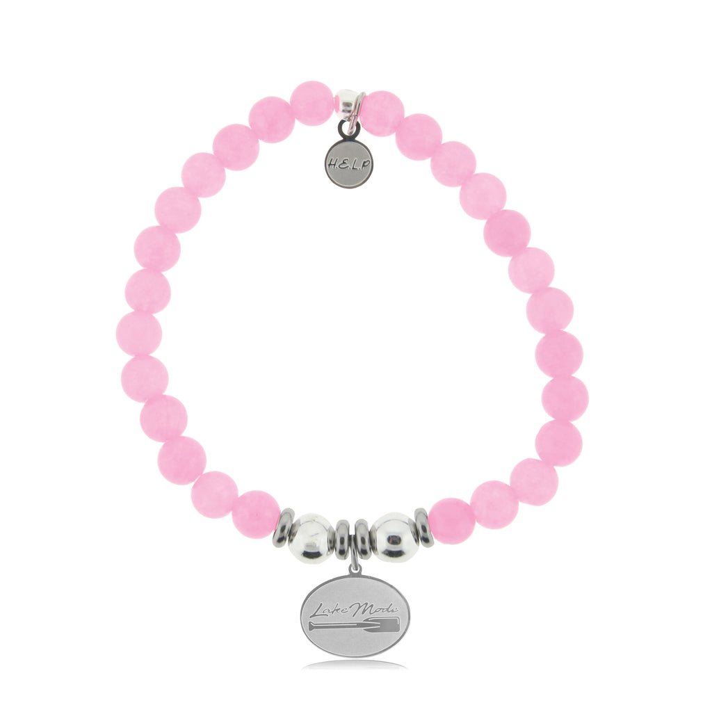 HELP by TJ Lake Mode Charm with Pink Agate Beads Charity Bracelet