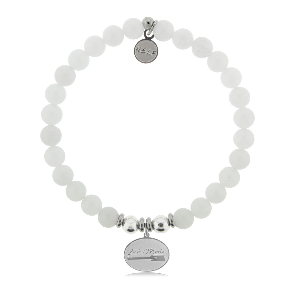 HELP by TJ Lake Mode Charm with White Jade Beads Charity Bracelet