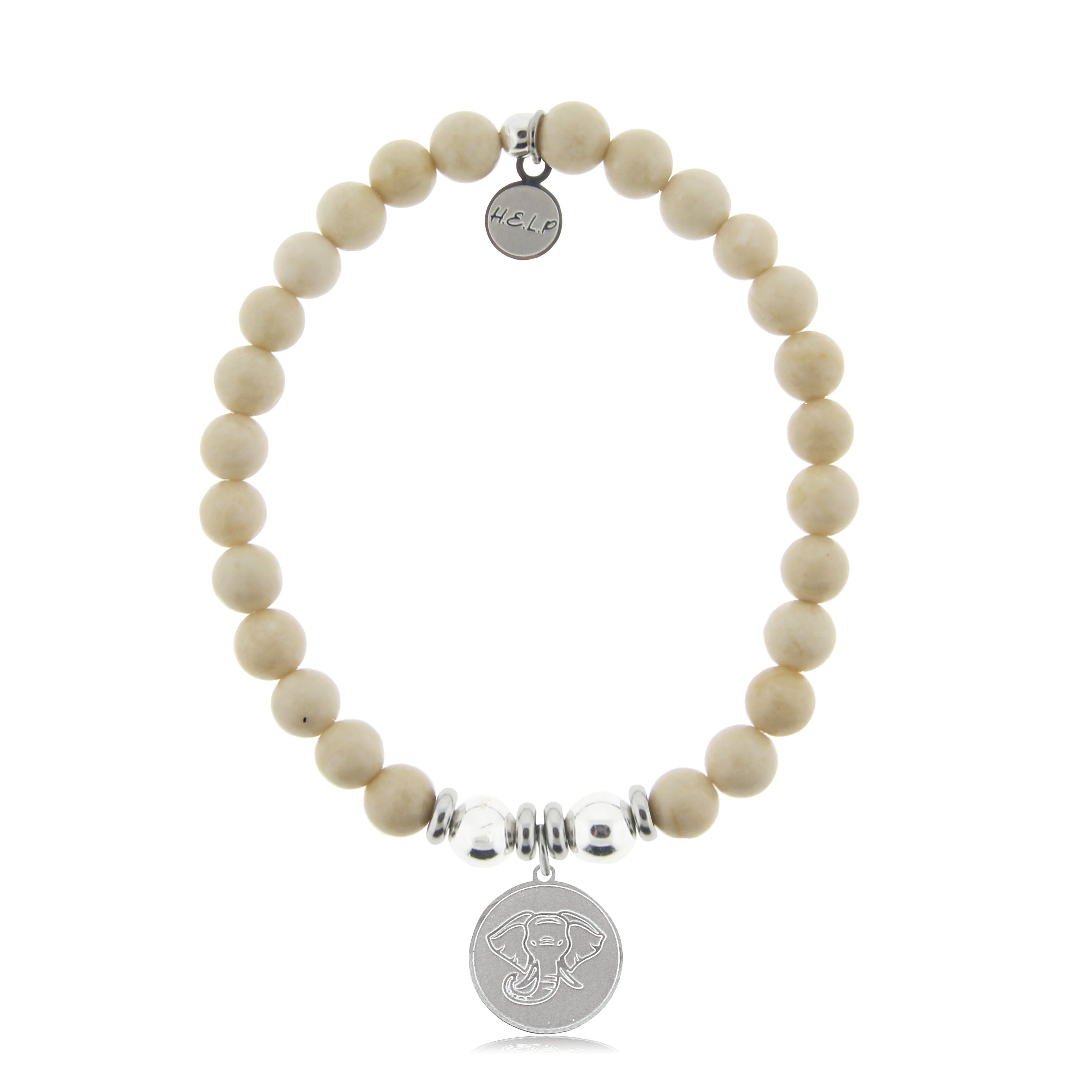 HELP by TJ Lucky Elephant Charm with Riverstone Beads Charity Bracelet