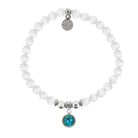 HELP by TJ March Aquamarine Crystal Birthstone Charm with White Cats Eye Charity Bracelet