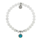 HELP by TJ March Aquamarine Crystal Birthstone Charm with White Jade Charity Bracelet