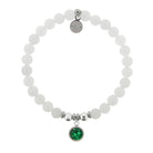 HELP by TJ May Emerald Crystal Birthstone Charm with White Jade Charity Bracelet