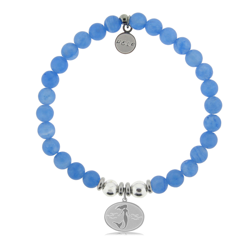 HELP by TJ Mermaid Charm with Azure Blue Jade Charity Bracelet