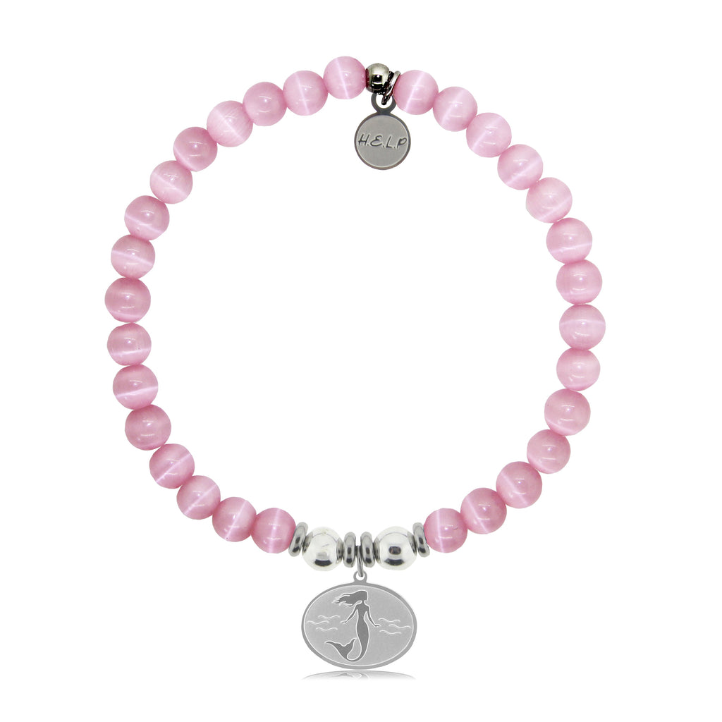 HELP by TJ Mermaid Charm with Pink Cats Eye Charity Bracelet