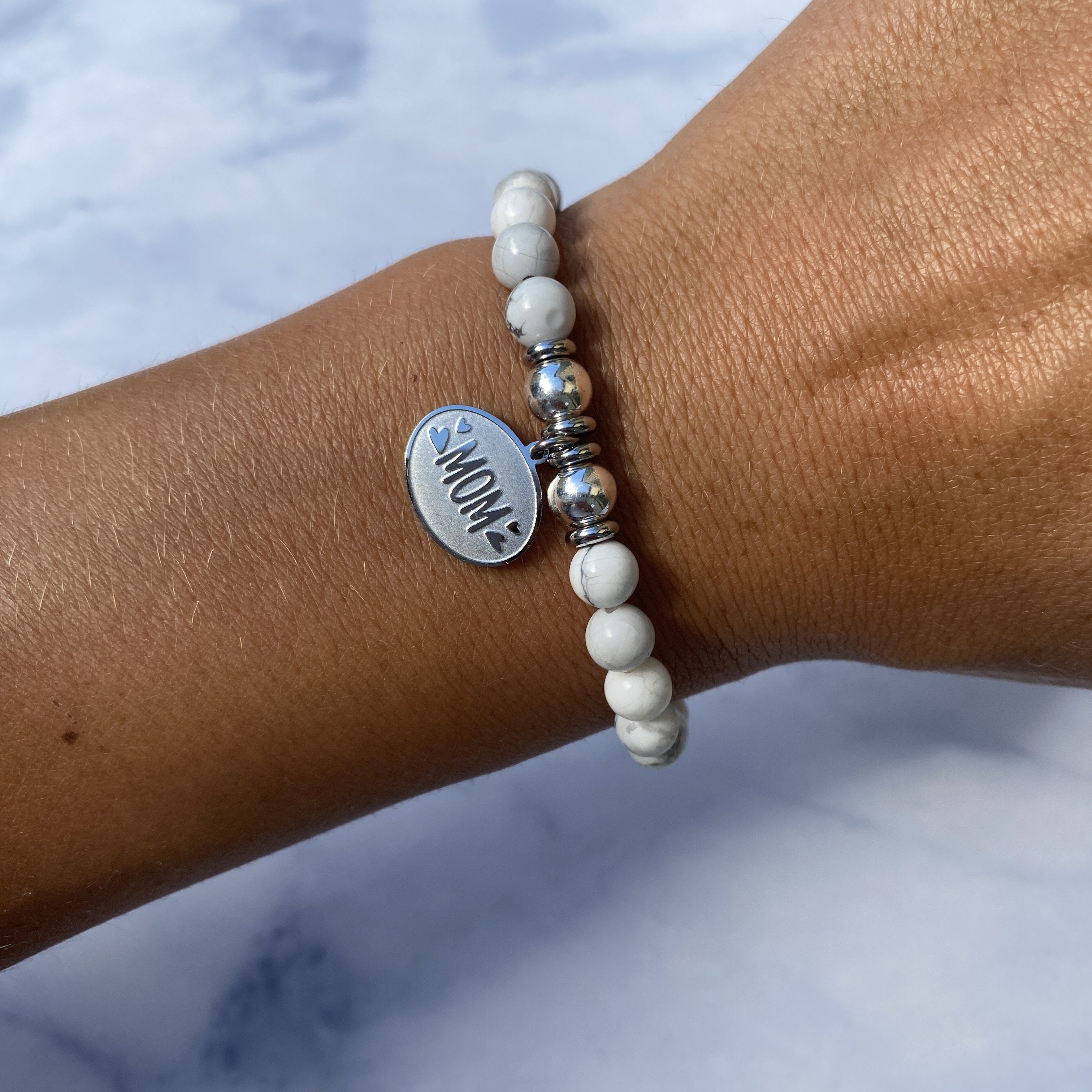 HELP by TJ Mom Charm with Howlite Beads Charity Bracelet