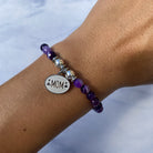 HELP by TJ Mom Charm with Purple Stripe Agate Beads Charity Bracelet