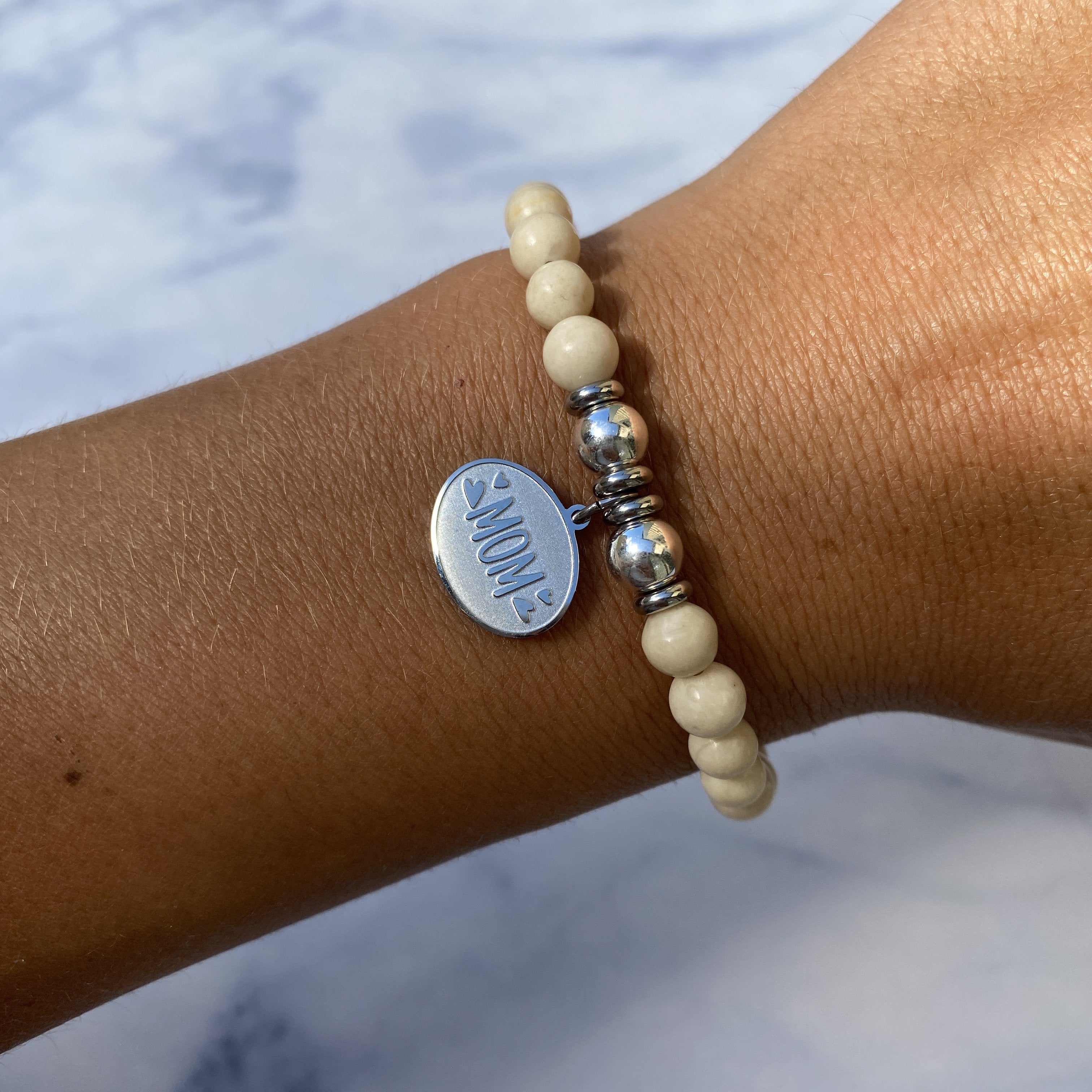 HELP by TJ Mom Charm with Riverstone Beads Charity Bracelet