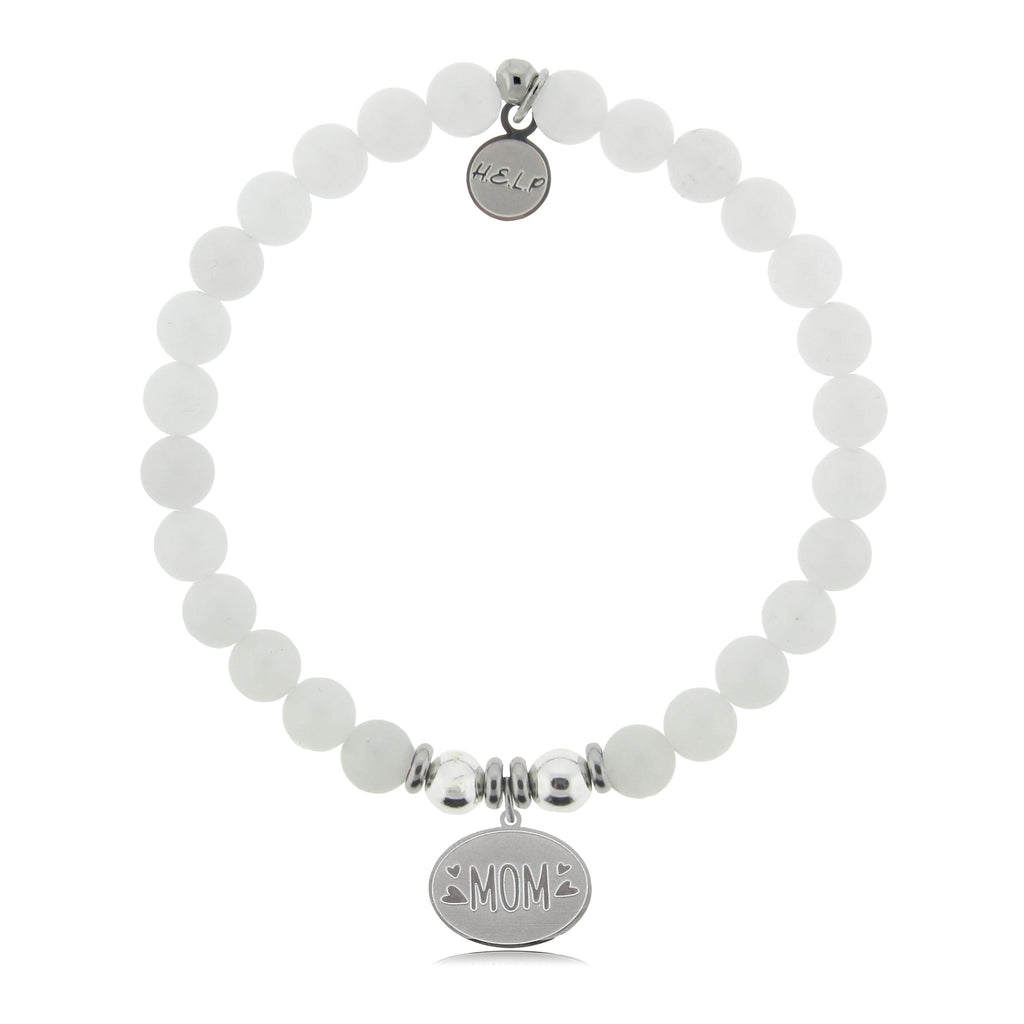 HELP by TJ Mom Charm with White Jade Beads Charity Bracelet