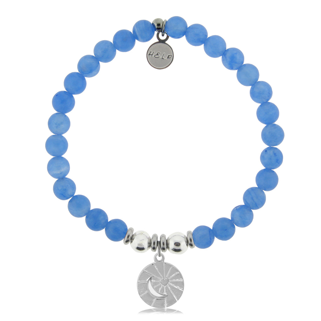 HELP by TJ Moon and Back Charm with Azure Blue Jade Charity Bracelet