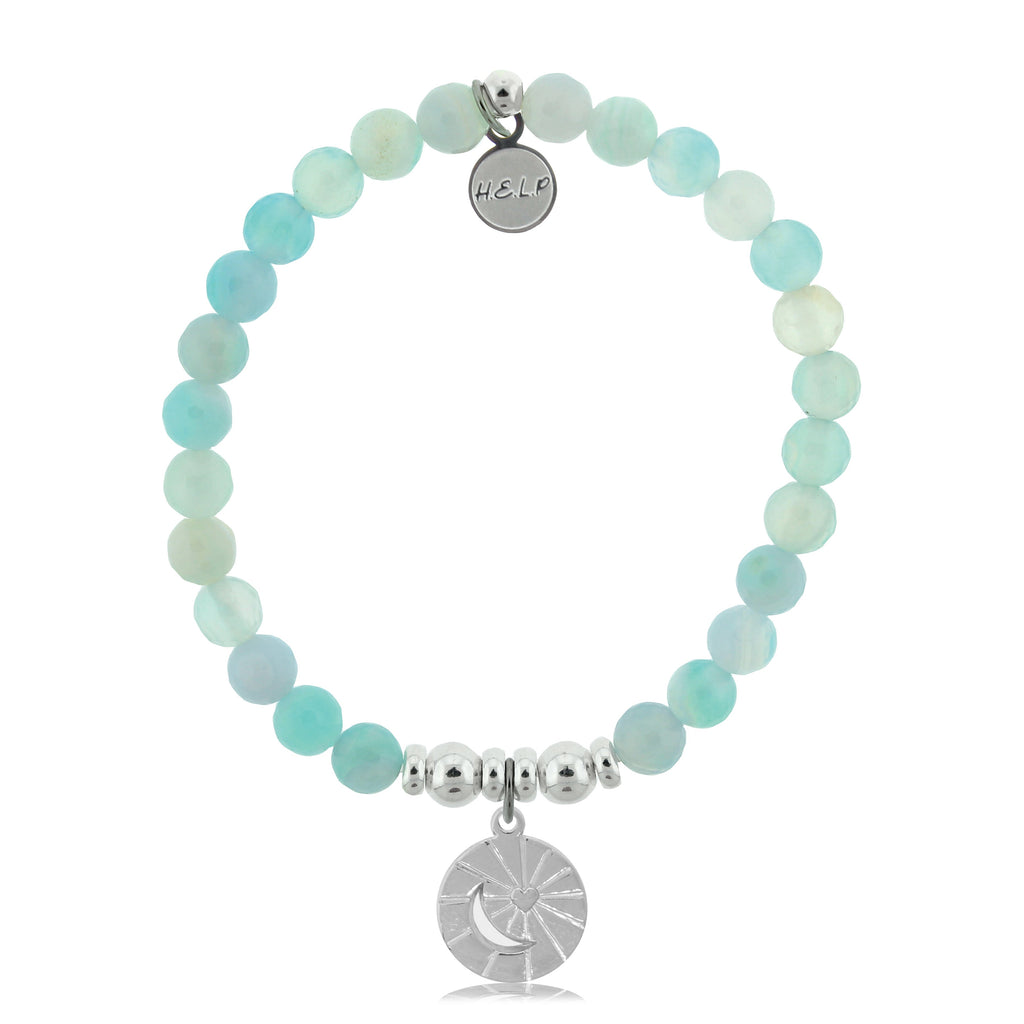 HELP by TJ Moon and Back Charm with Light Blue Agate Charity Bracelet