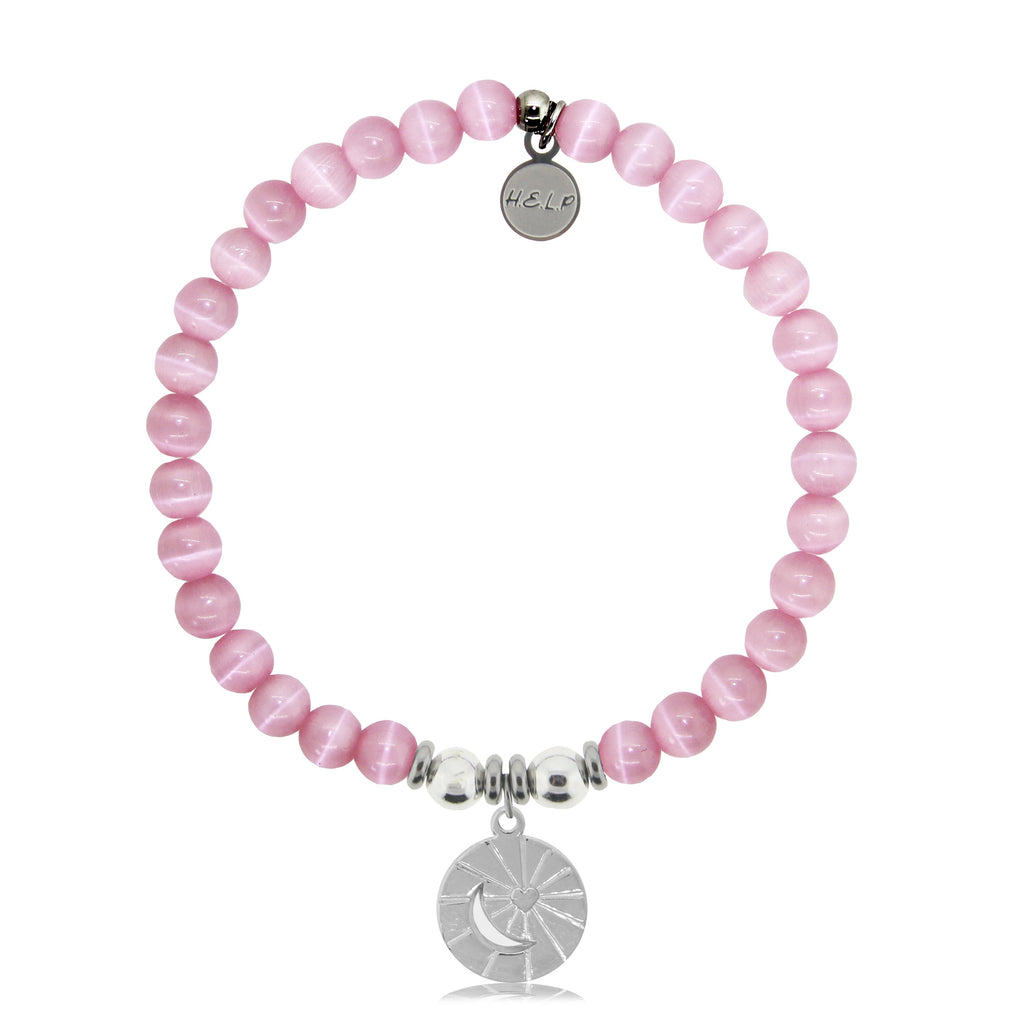 HELP by TJ Moon and Back Charm with Pink Cat Eye Charity Bracelet