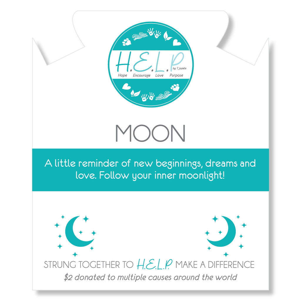 HELP by TJ Moon Charm with Aqua Blue Seaglass Charity Bracelet