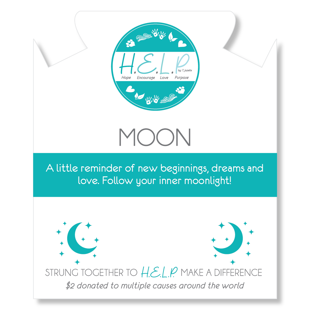 HELP by TJ Moon Charm with Azure Blue Jade Charity Bracelet