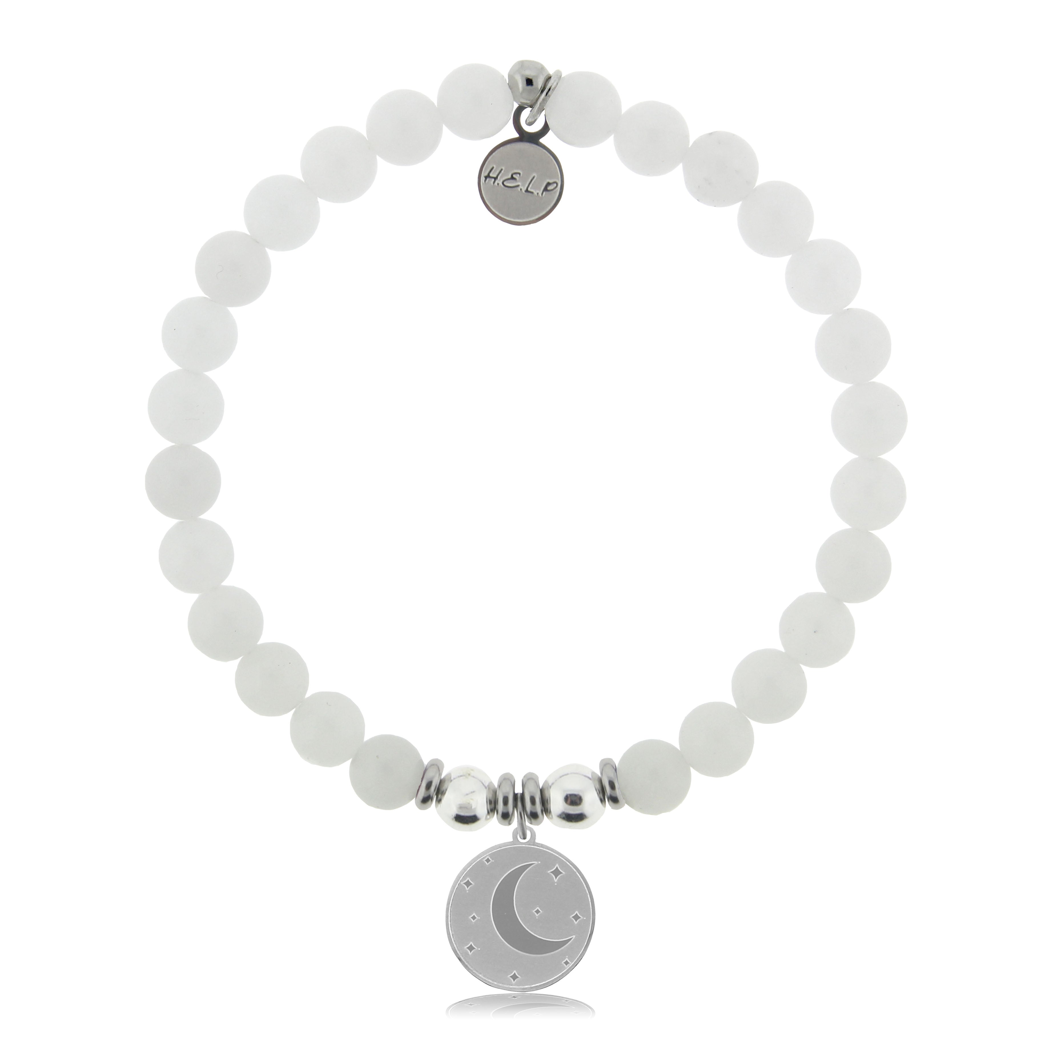 HELP by TJ Moon Charm with White Jade Charity Bracelet