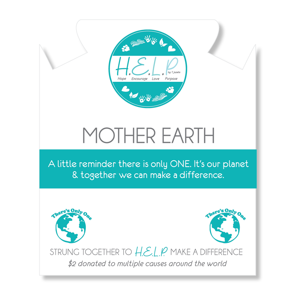 HELP by TJ Mother Earth Charm with Aqua Blue Seaglass Charity Bracelet