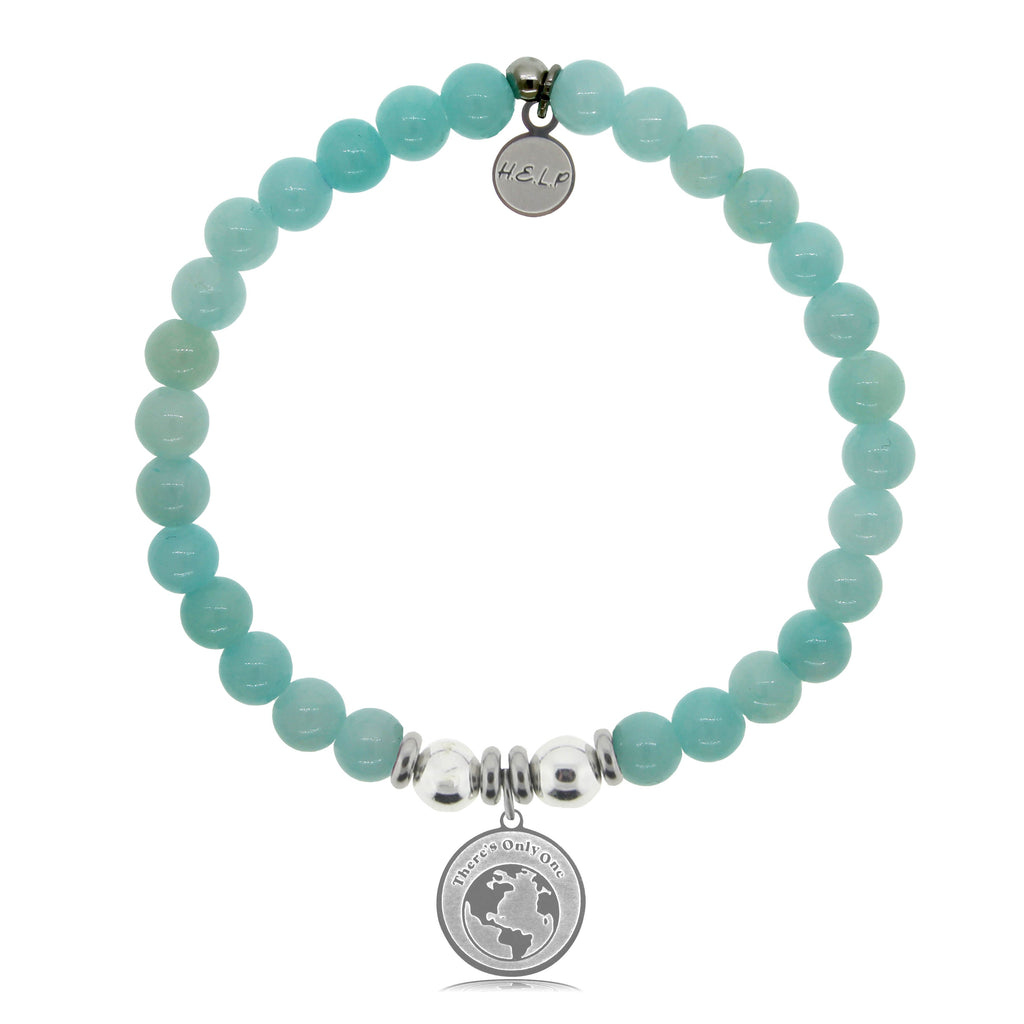 HELP by TJ Mother Earth Charm with Baby Blue Agate Beads Charity Bracelet