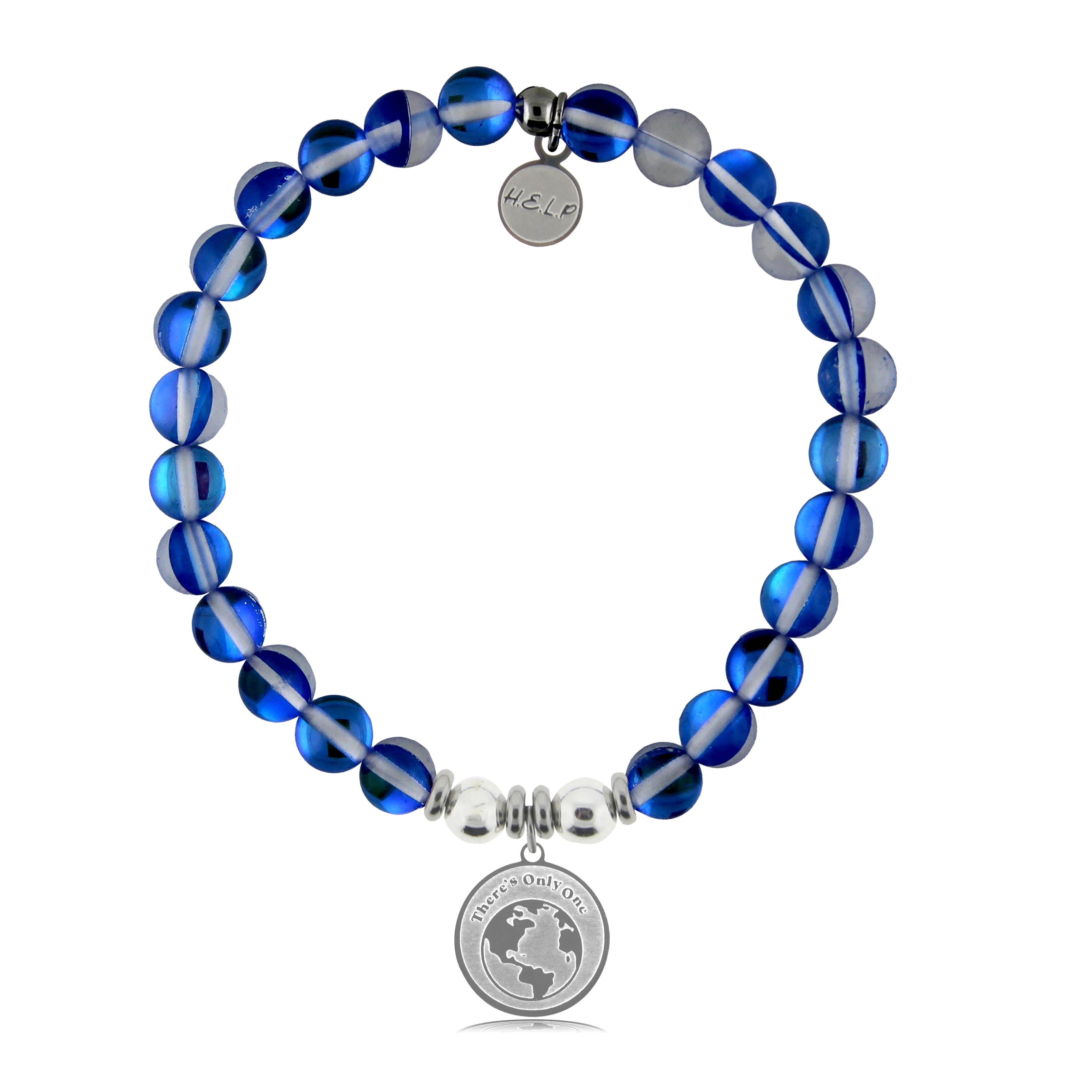 HELP by TJ Mother Earth Charm with Blue Opalescent Beads Charity Bracelet