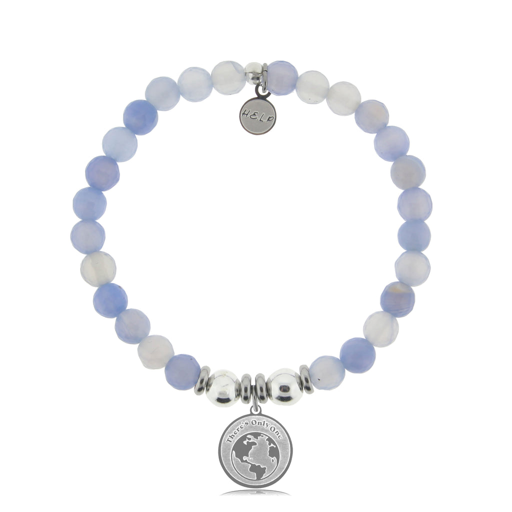 HELP by TJ Mother Earth Charm with Sky Blue Agate Beads Charity Bracelet