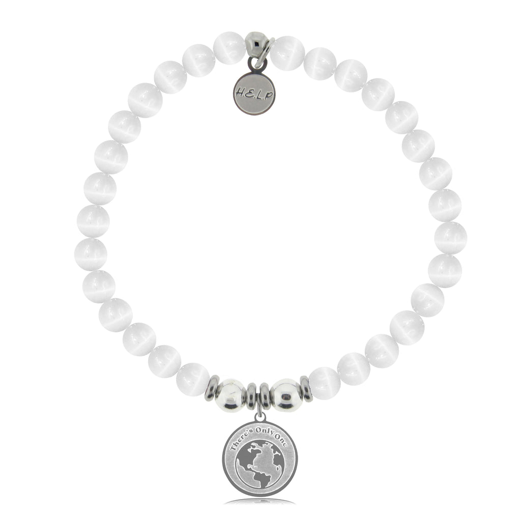 HELP by TJ Mother Earth Charm with White Cats Eye Charity Bracelet