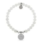 HELP by TJ Owl Charm with White Jade Beads Charity Bracelet