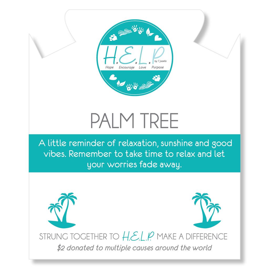 HELP by TJ Palm Tree Charm with Blue and White Jade Charity Bracelet