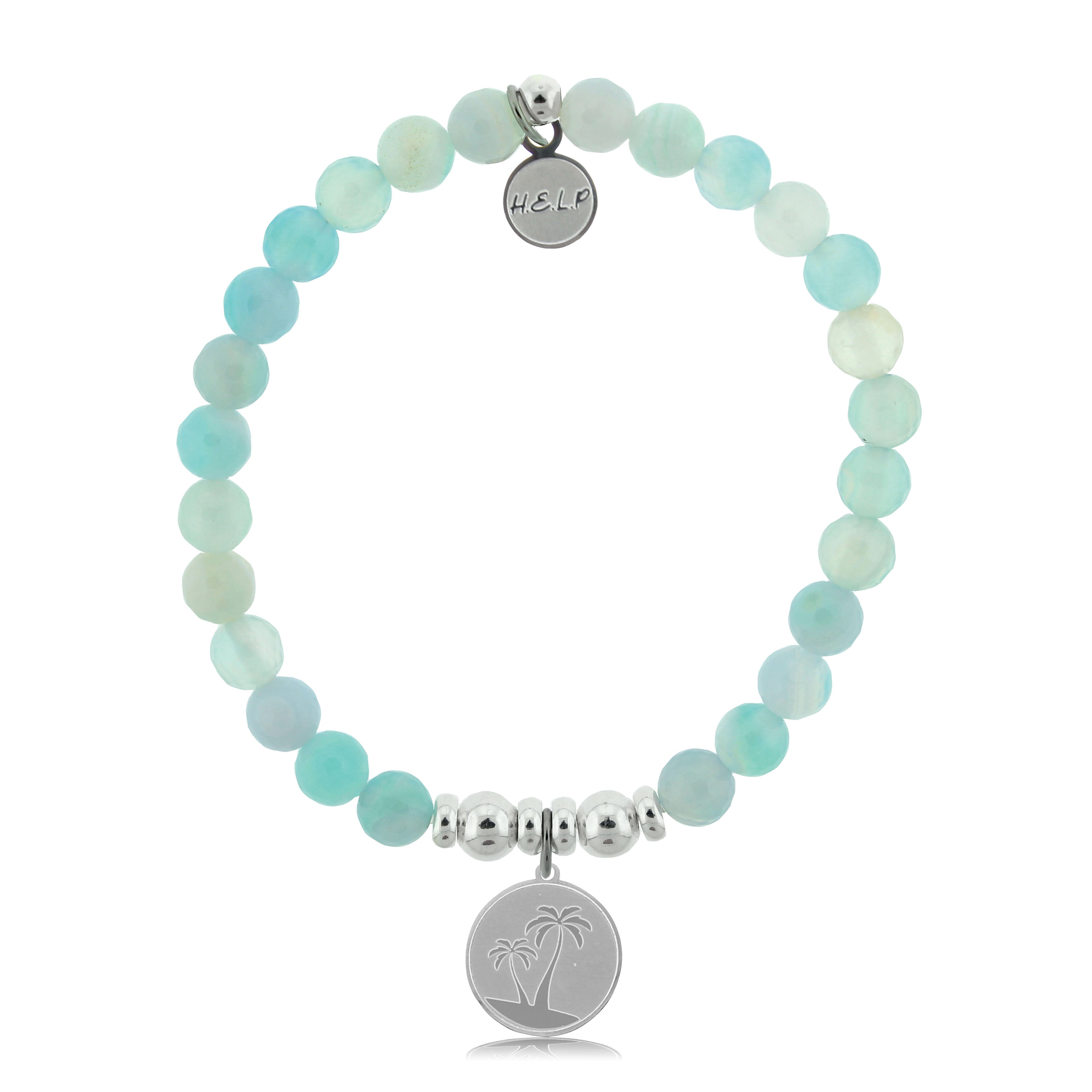 HELP by TJ Palm Tree Charm with Light Blue Agate Charity Bracelet