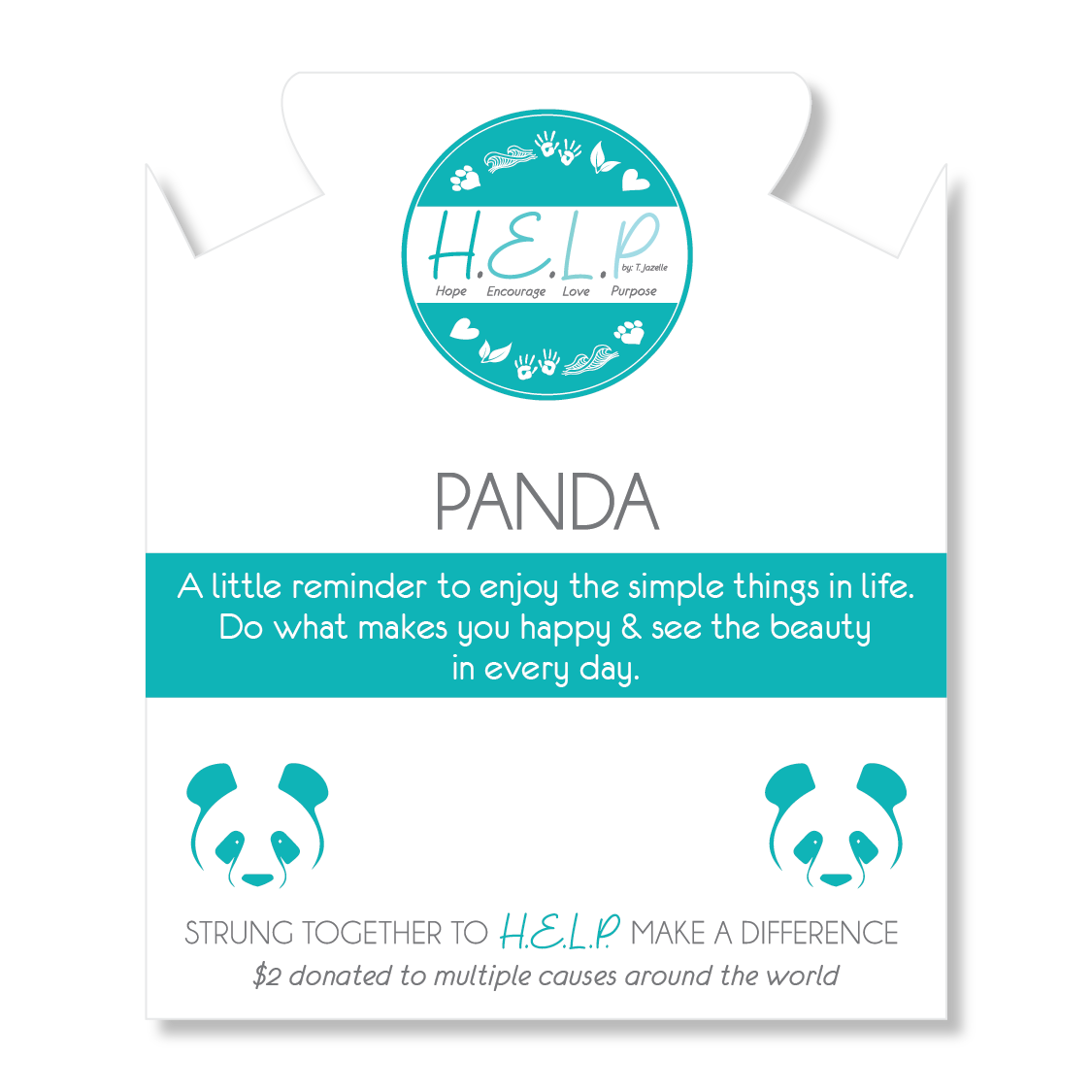 HELP by TJ Panda Charm with Hot Pink Jade Beads Charity Bracelet