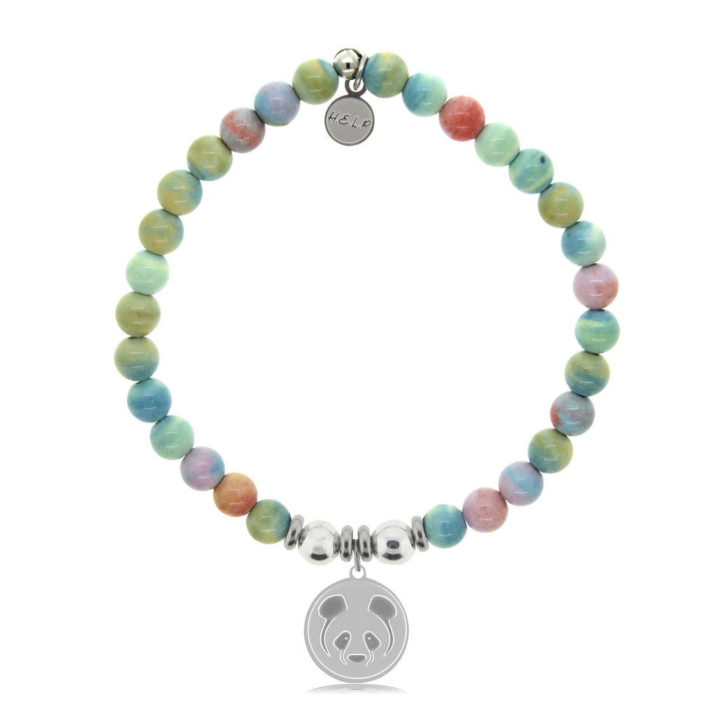 HELP by TJ Panda Charm with Pastel Jade Beads Charity Bracelet