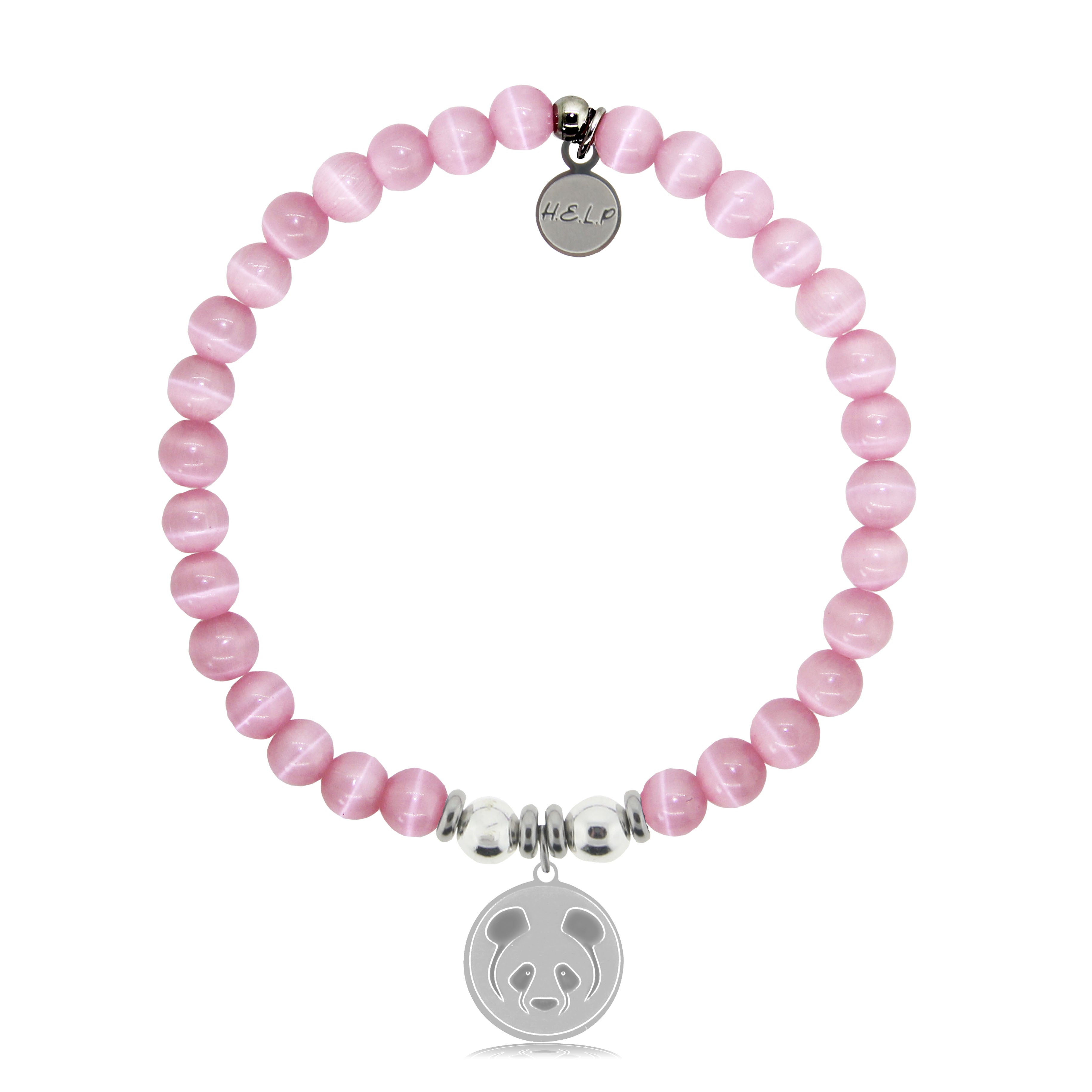 HELP by TJ Panda Charm with Pink Cats Eye Charity Bracelet