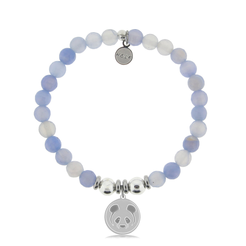 HELP by TJ Panda Charm with Sky Blue Agate Beads Charity Bracelet