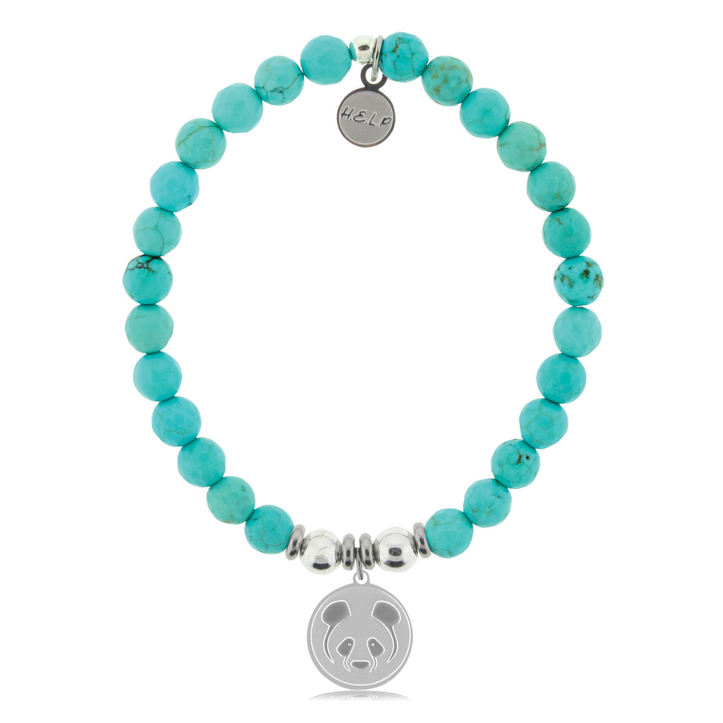 HELP by TJ Panda Charm with Turquoise Beads Charity Bracelet