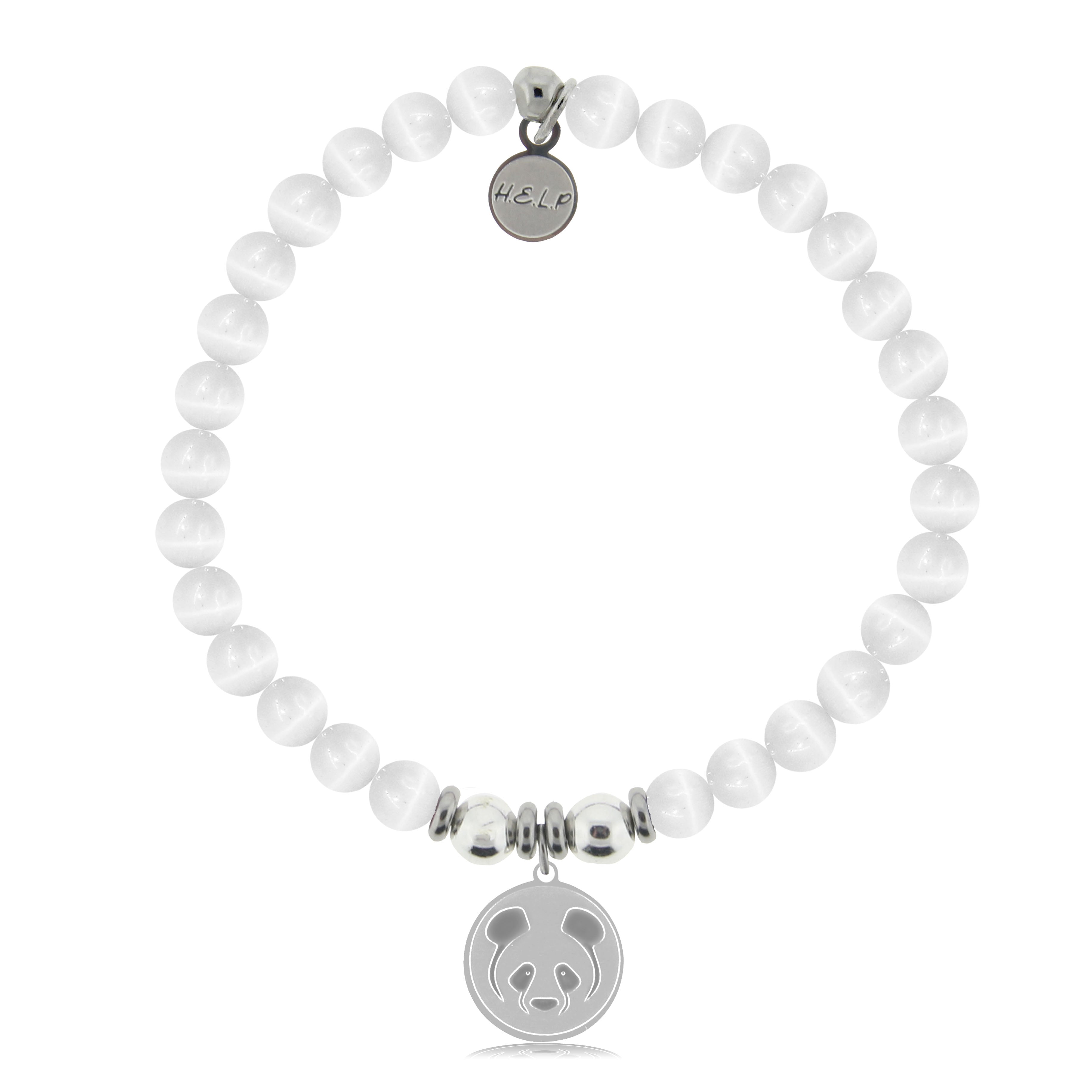 HELP by TJ Panda Charm with White Cats Eye Charity Bracelet