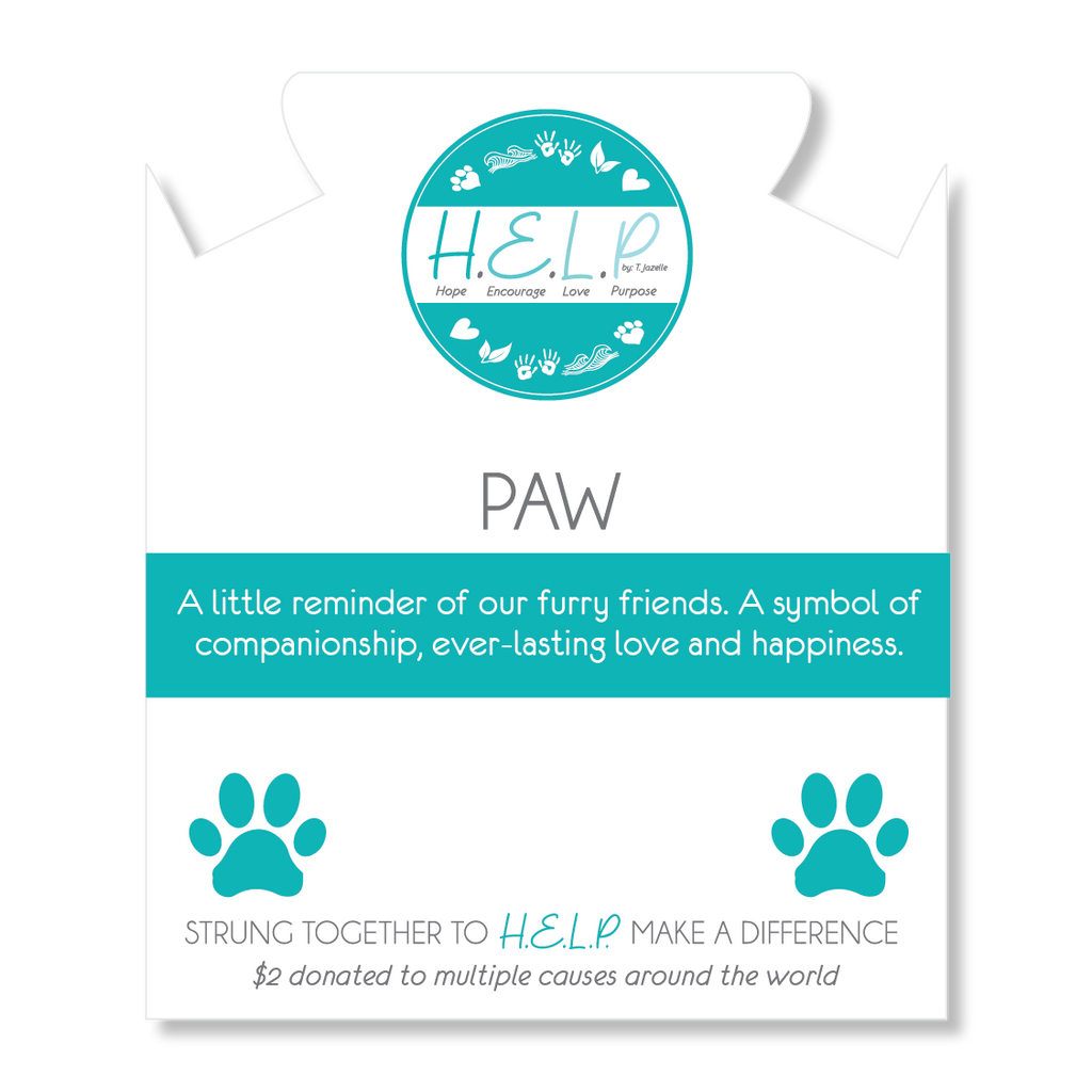 HELP by TJ Paw Print Charm with Holiday Jade Beads Charity Bracelet