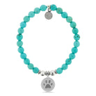 HELP by TJ Paw Print Charm with Turquoise Beads Charity Bracelet