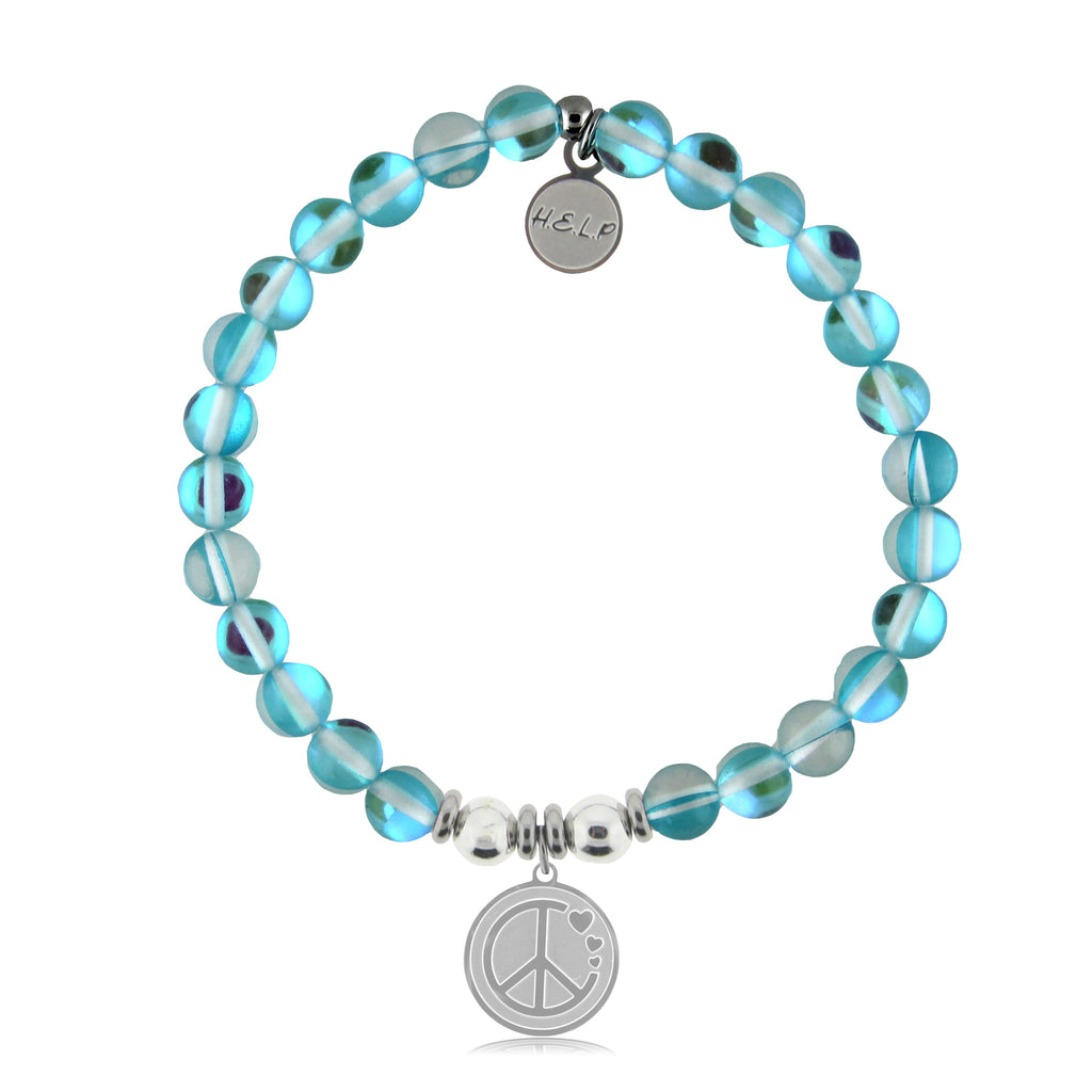 HELP by TJ Peace and Love Charm with Light Blue Opalescent Charity Bracelet