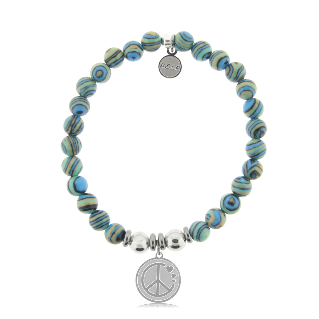 HELP by TJ Peace & Love Charm with Malachite Beads Charity Bracelet
