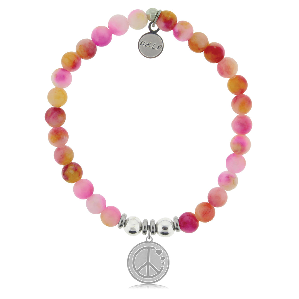 HELP by TJ Peace & Love Charm with Persia Jade Beads Charity Bracelet