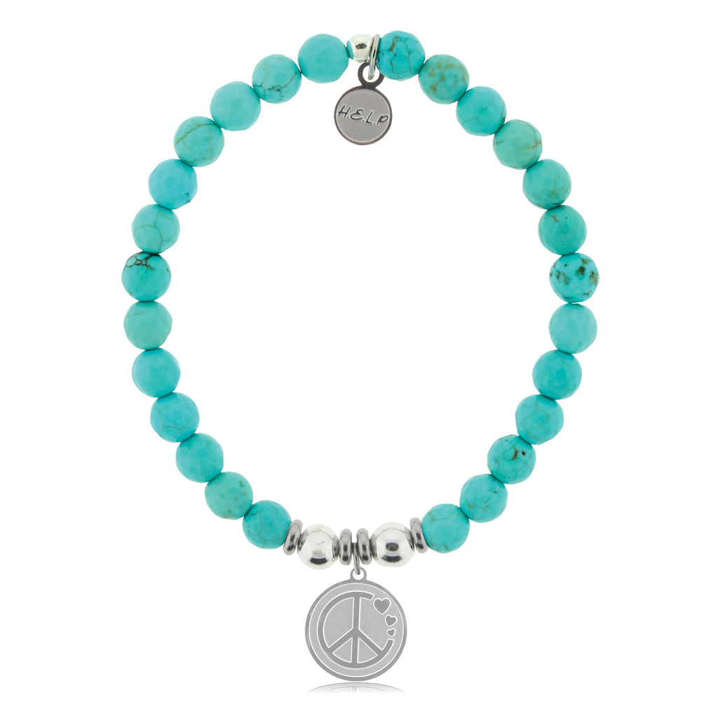 HELP by TJ Peace & Love Charm with Turquoise  Beads Charity Bracelet