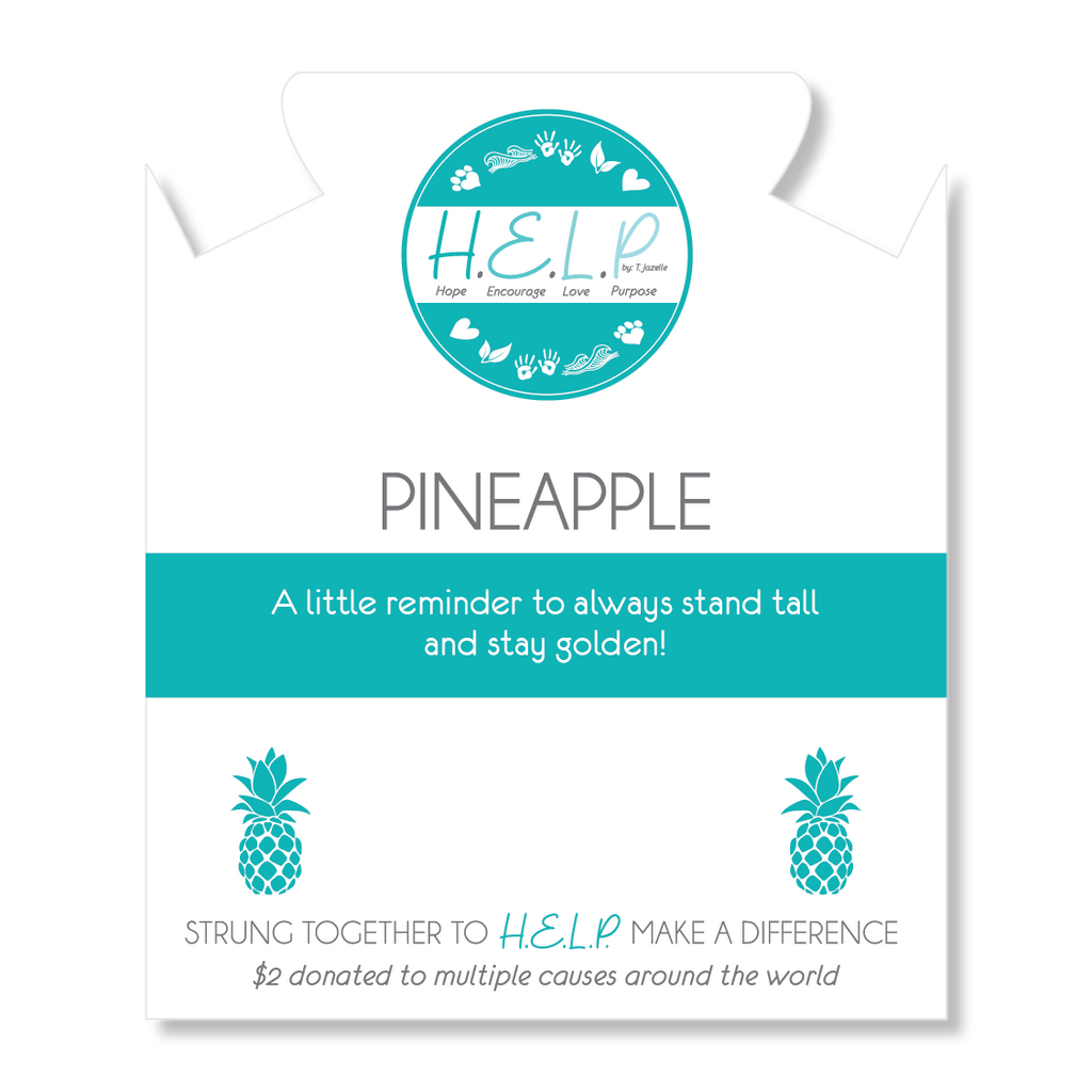HELP by TJ Pineapple Charm with Baby Blue Agate Charity Bracelet