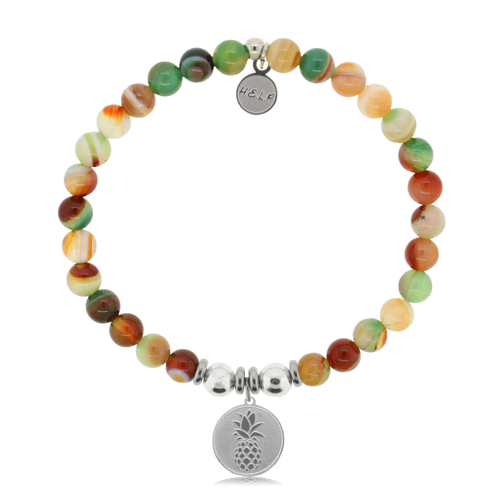 HELP by TJ Pineapple Charm with Multi Agate Charity Bracelet