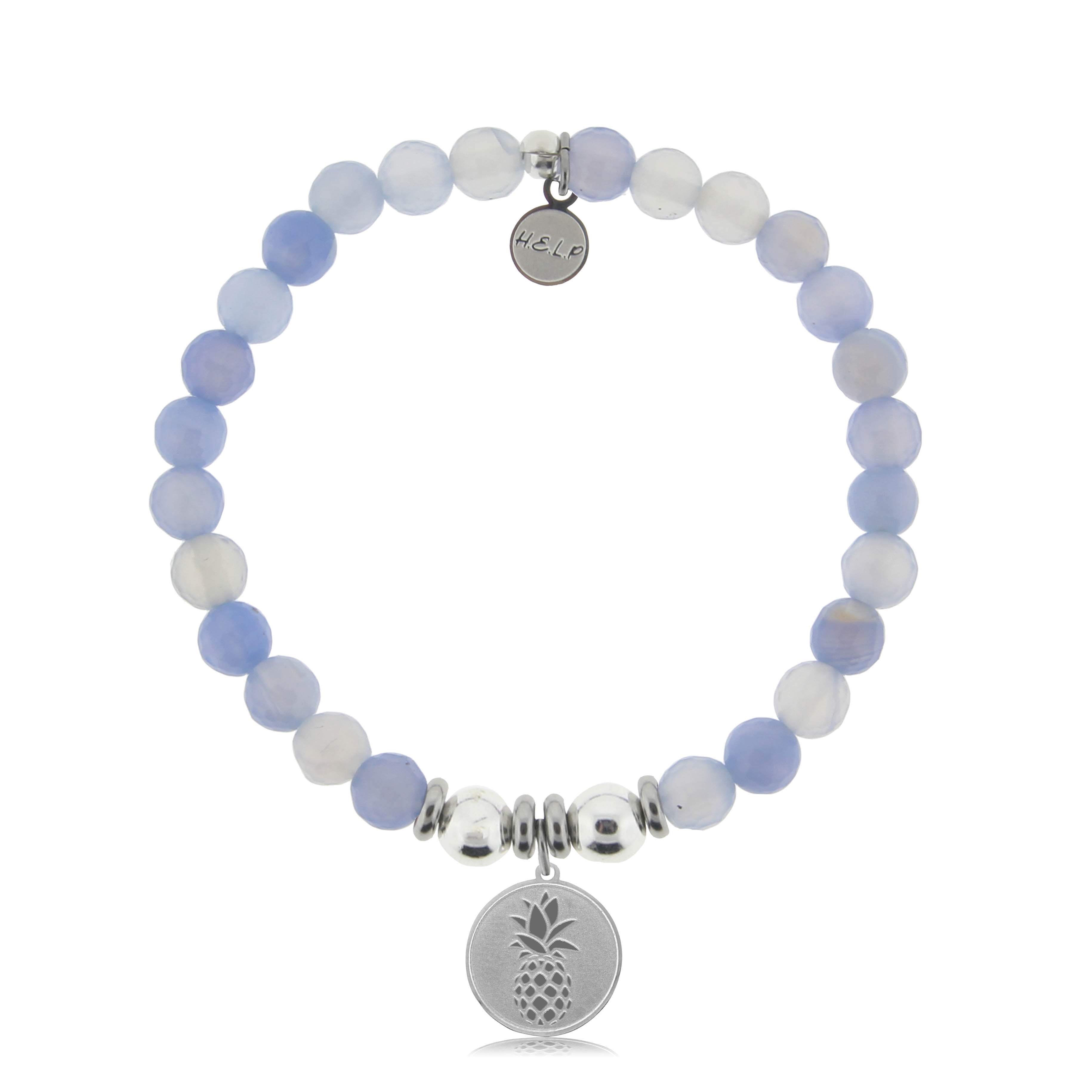 HELP by TJ Pineapple Charm with Sky Blue Agate Charity Bracelet