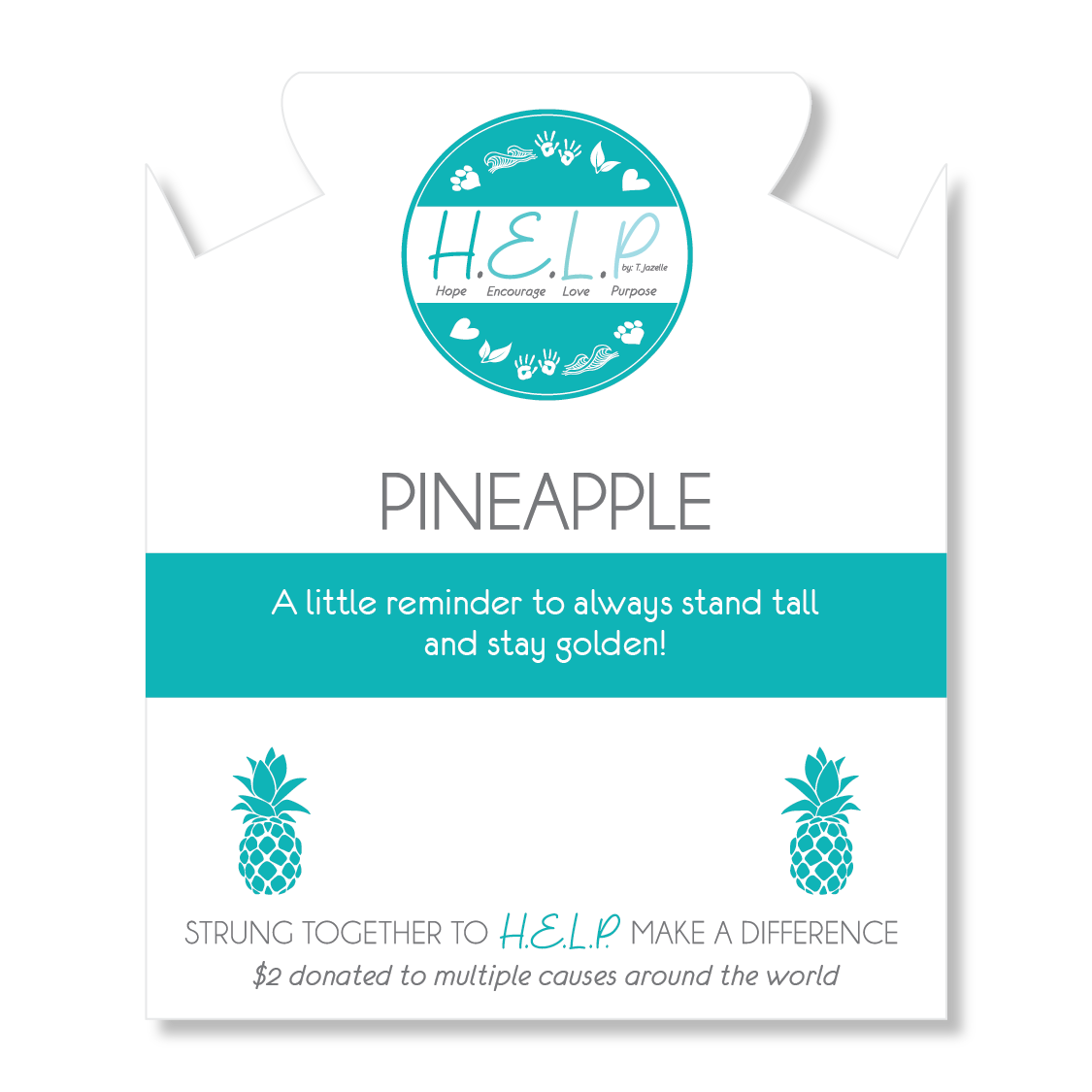 HELP by TJ Pineapple Charm with Sky Blue Agate Charity Bracelet