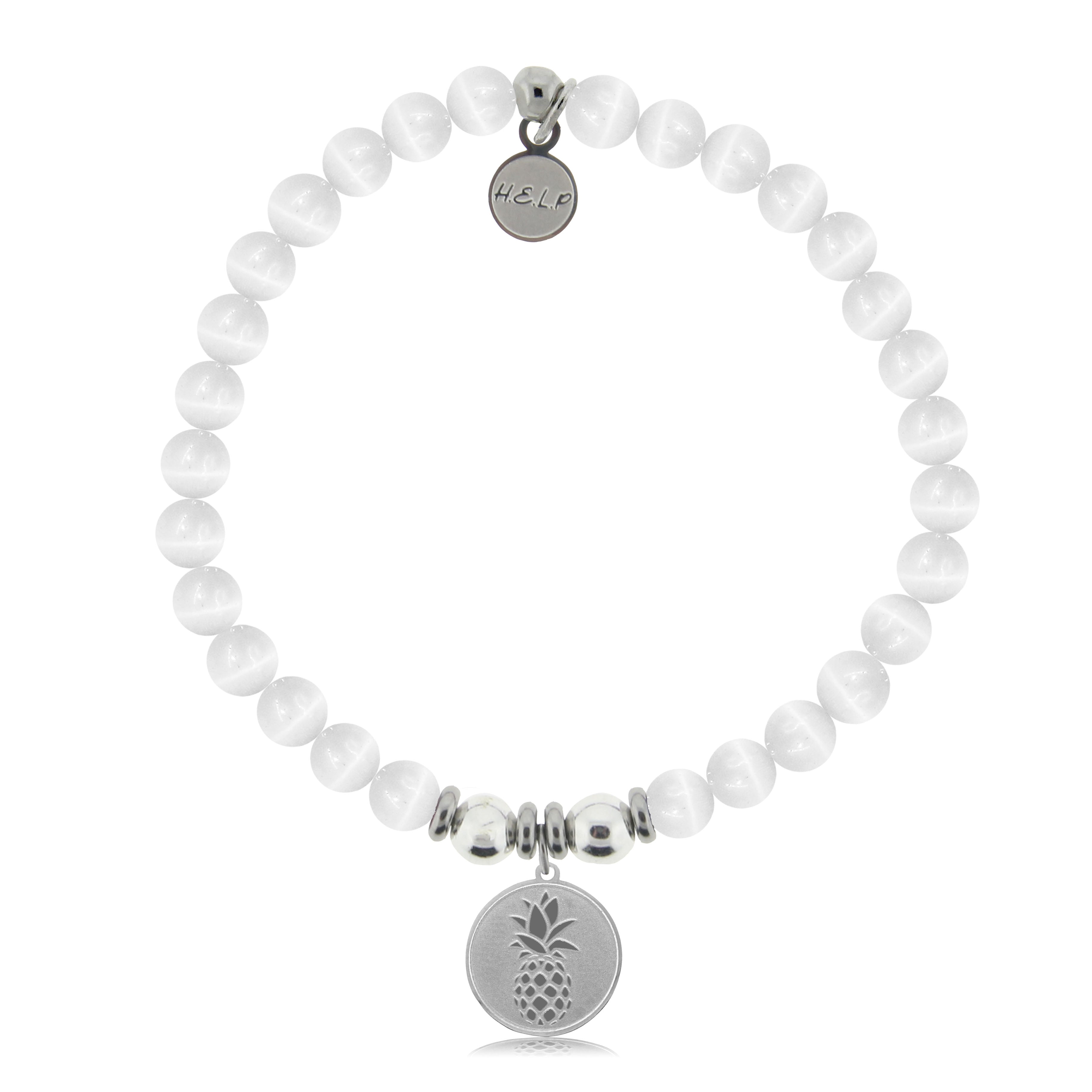 HELP by TJ Pineapple Charm with White Cats Eye Charity Bracelet