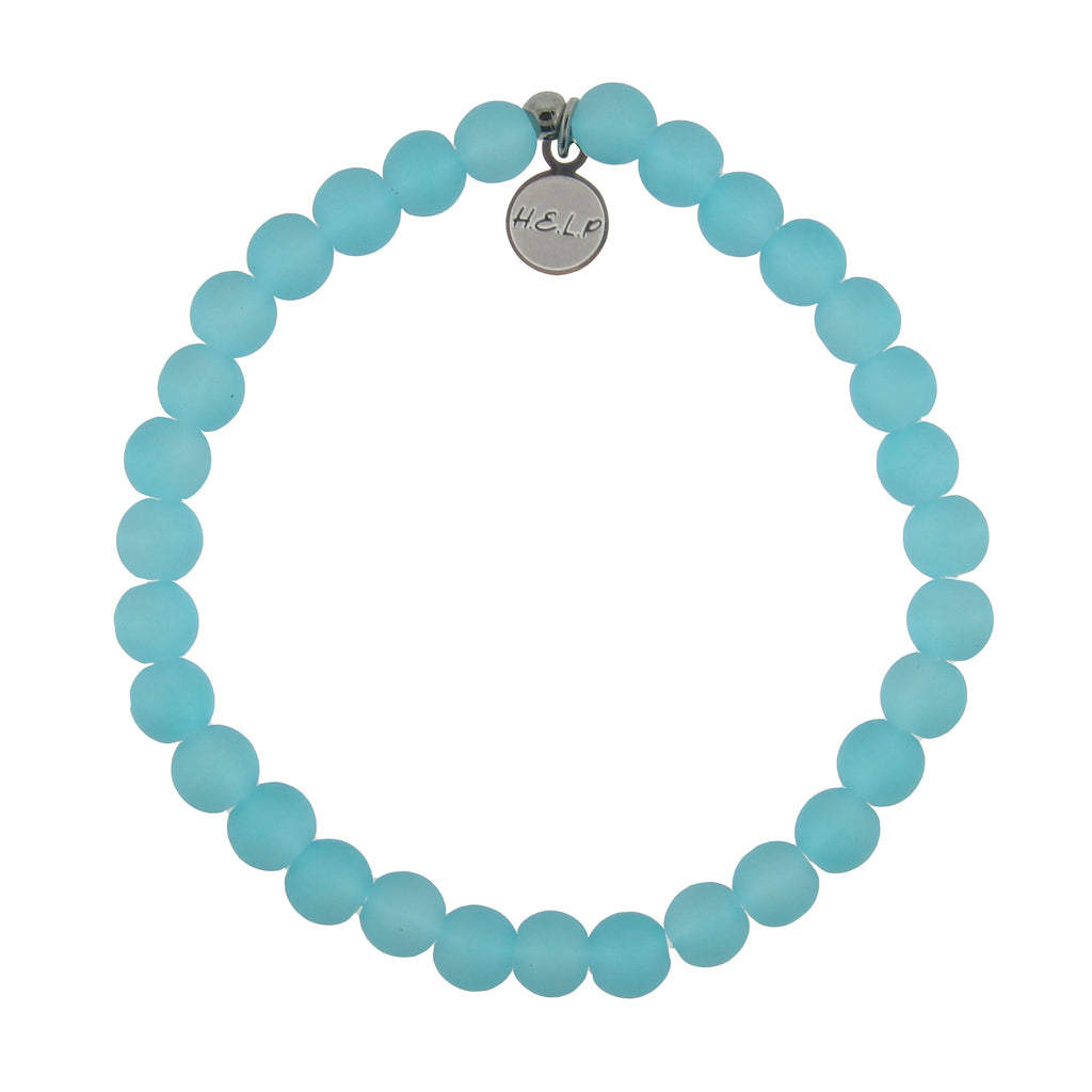 HELP by TJ Positivity Stacker with Light Blue Seaglass