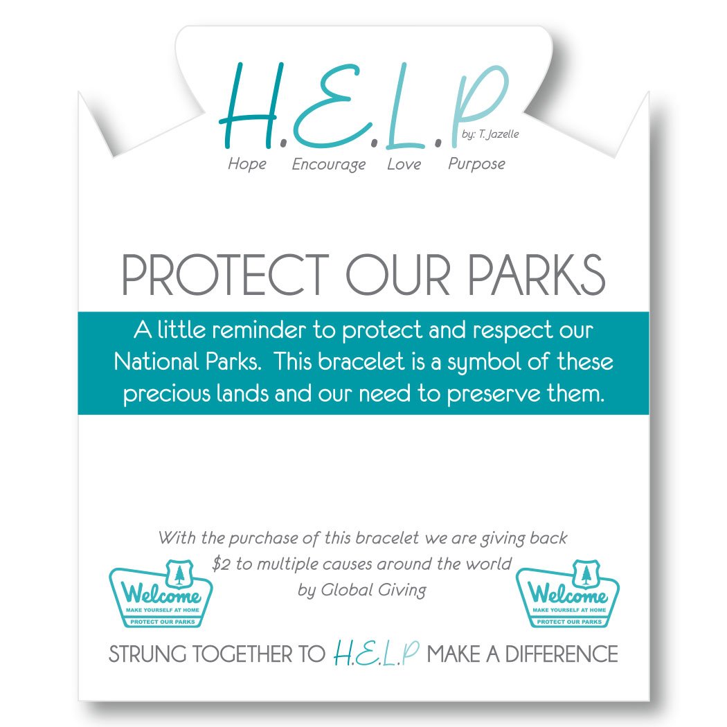 HELP by TJ Protect Our Parks Charm with Aqua Agate Beads Charity Bracelet